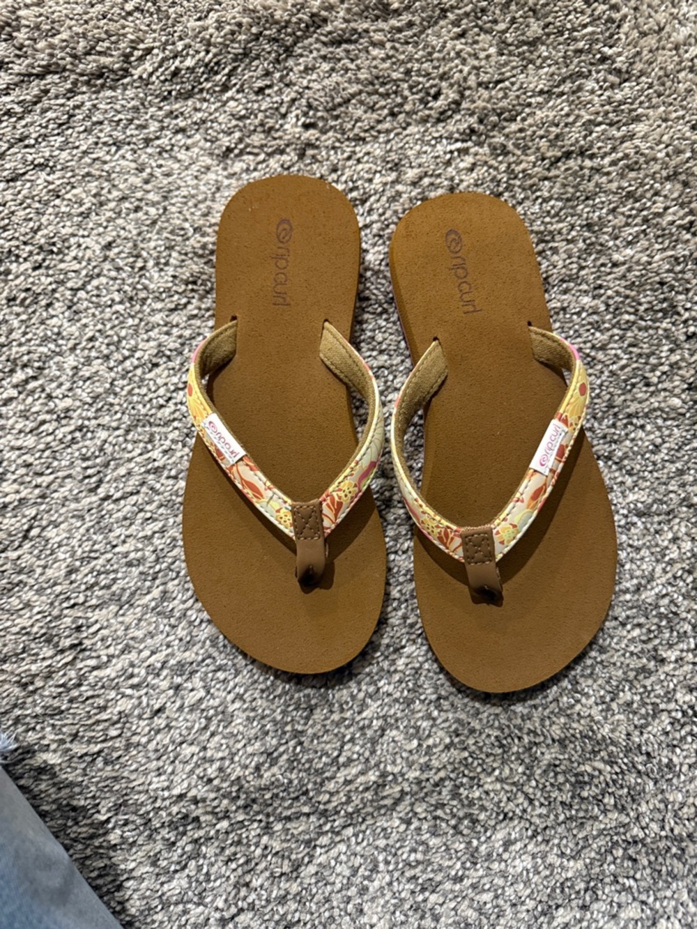 Reef Brown Flip-Flops with Floral Accent Straps